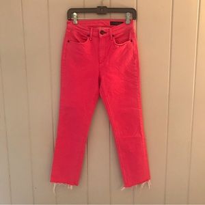 Rag & Bone High Waist Crop Frayed Hem Pink Jeans